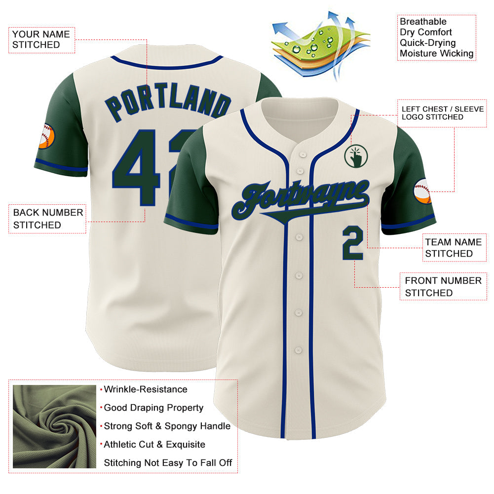 Custom Cream Green-Royal Authentic Two Tone Baseball Jersey - Sky-Custom