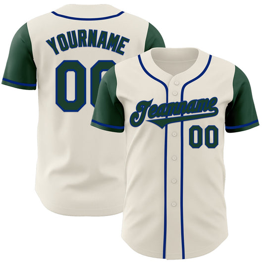 Custom Cream Green-Royal Authentic Two Tone Baseball Jersey - Sky-Custom