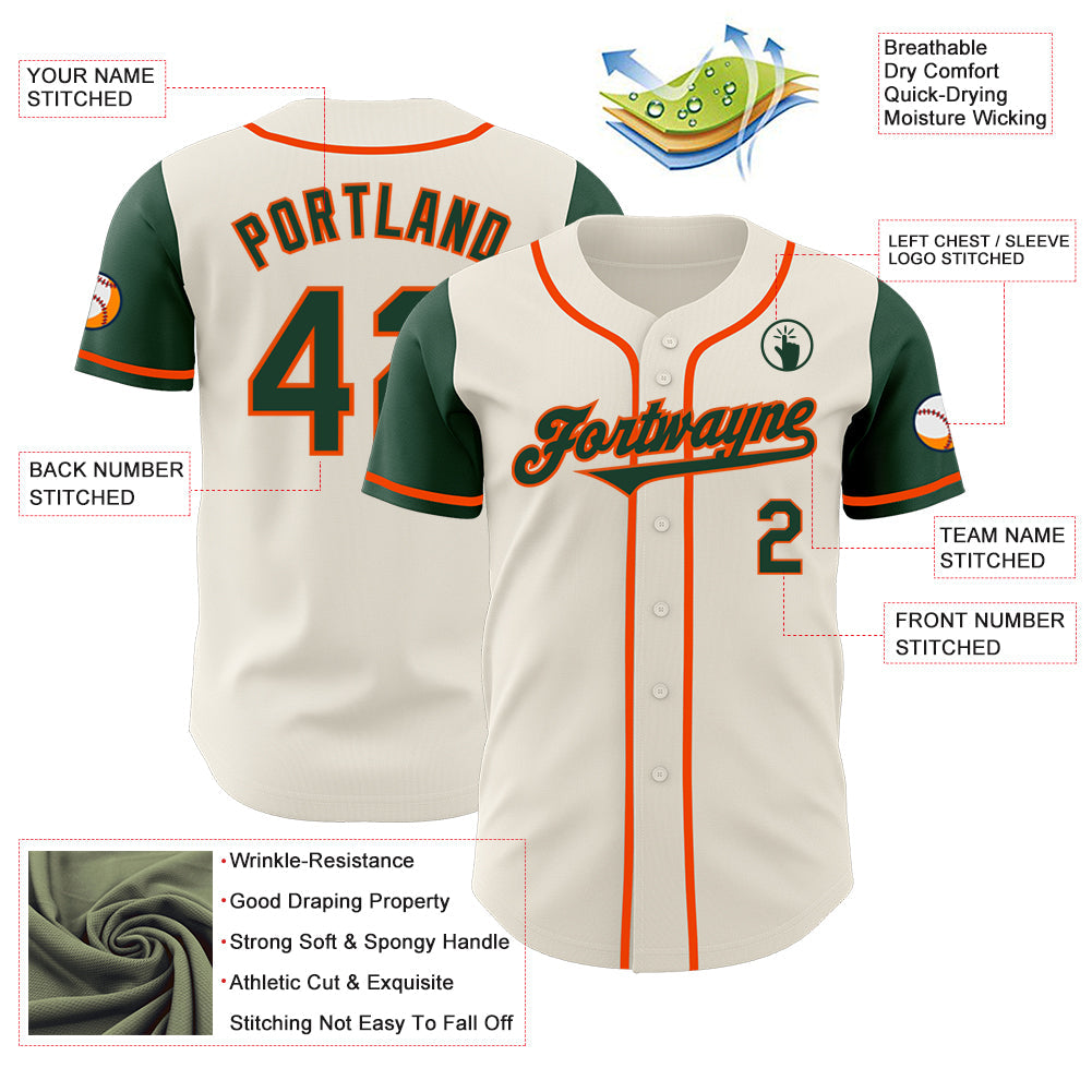 Custom Cream Green-Orange Authentic Two Tone Baseball Jersey - Sky-Custom