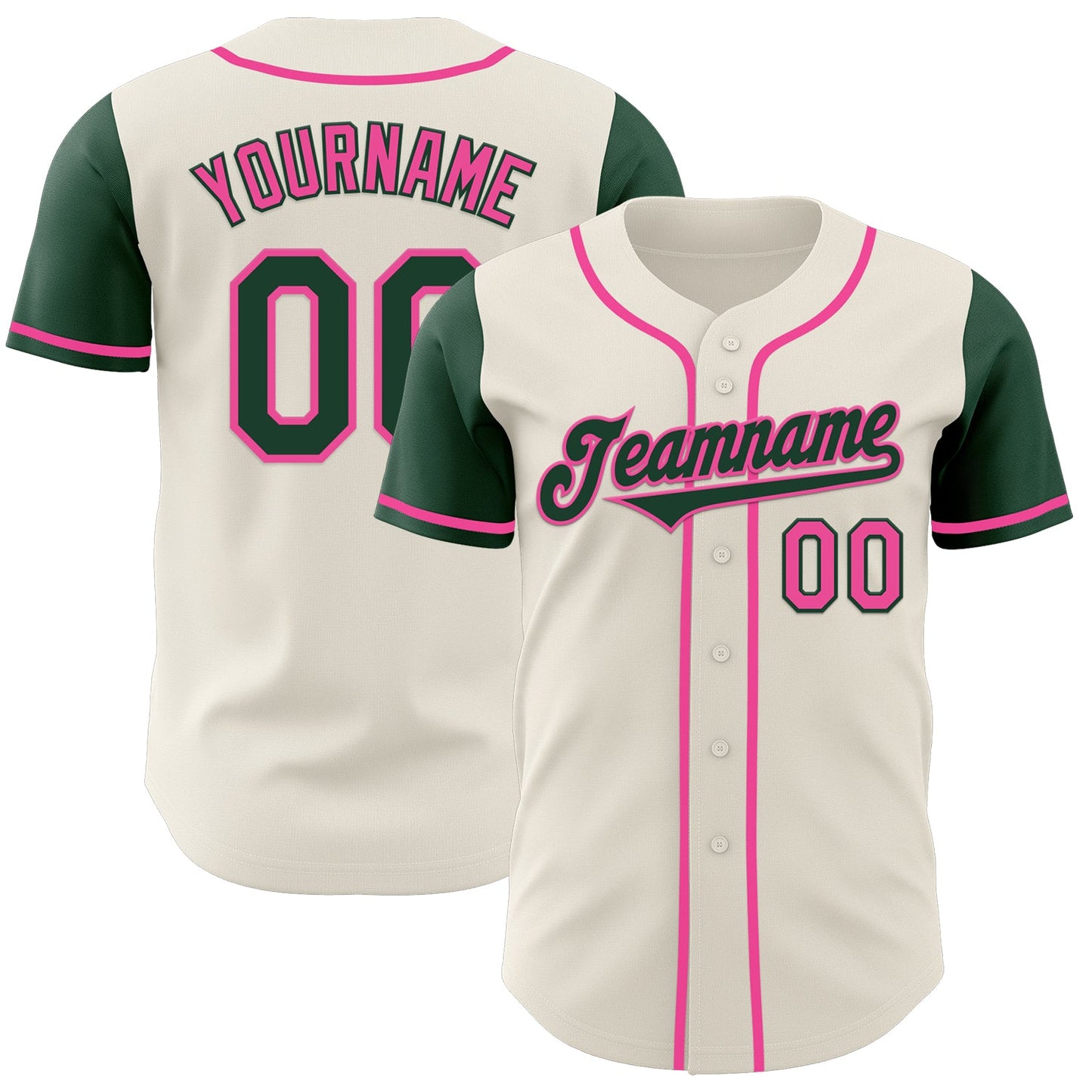 Custom Cream Green-Pink Authentic Two Tone Baseball Jersey - Sky-Custom