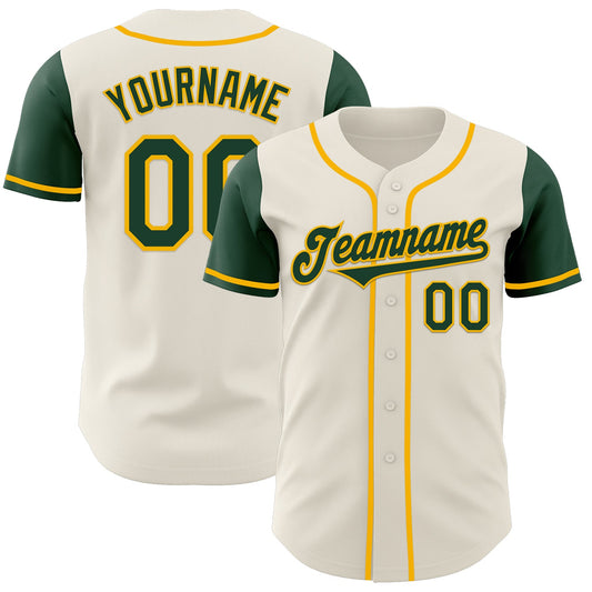 Custom Cream Green-Gold Authentic Two Tone Baseball Jersey - Sky-Custom