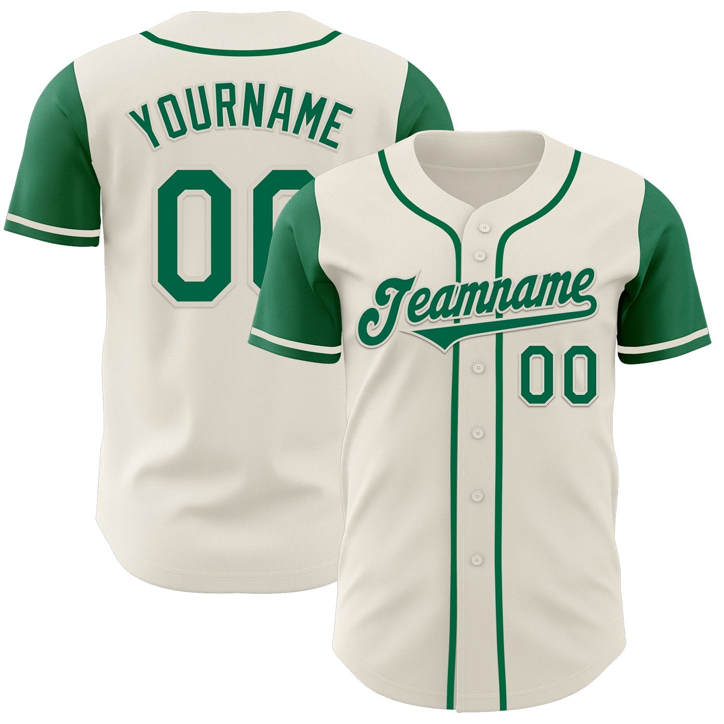Custom Cream Kelly Green Authentic Two Tone Baseball Jersey - Sky-Custom