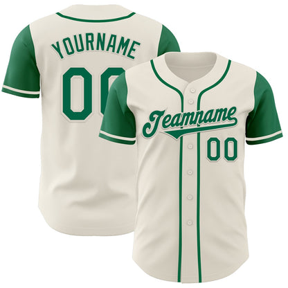 Custom Cream Kelly Green Authentic Two Tone Baseball Jersey - Sky-Custom