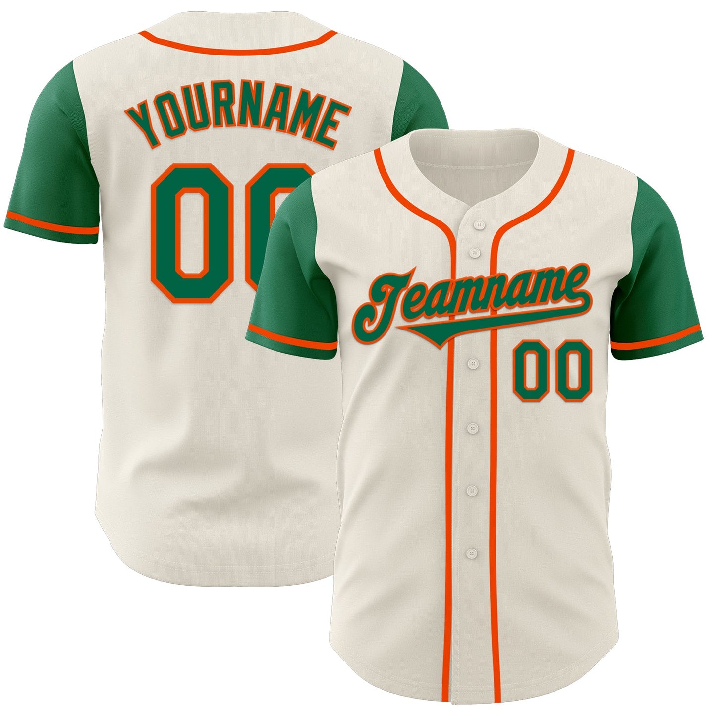 Custom Cream Kelly Green-Orange Authentic Two Tone Baseball Jersey - Sky-Custom