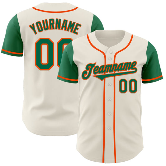 Custom Cream Kelly Green-Orange Authentic Two Tone Baseball Jersey - Sky-Custom