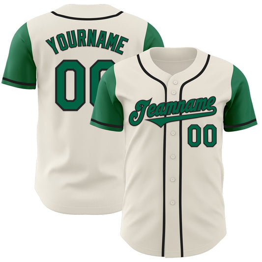 Custom Cream Kelly Green-Black Authentic Two Tone Baseball Jersey - Sky-Custom