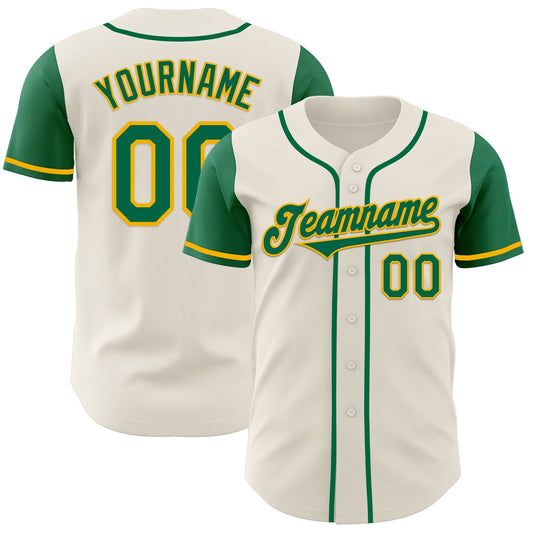 Custom Cream Kelly Green-Gold Authentic Two Tone Baseball Jersey - Sky-Custom