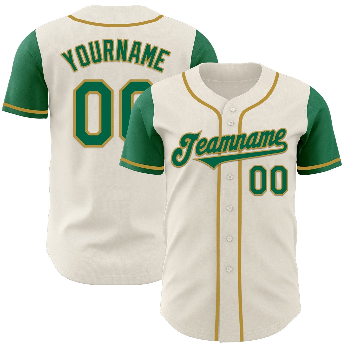 Custom Cream Kelly Green-Old Gold Authentic Two Tone Baseball Jersey - Sky-Custom