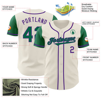 Custom Cream Kelly Green-Purple Authentic Two Tone Baseball Jersey - Sky-Custom