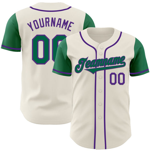 Custom Cream Kelly Green-Purple Authentic Two Tone Baseball Jersey - Sky-Custom