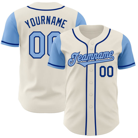 Custom Cream Light Blue-Royal Authentic Two Tone Baseball Jersey - Sky-Custom