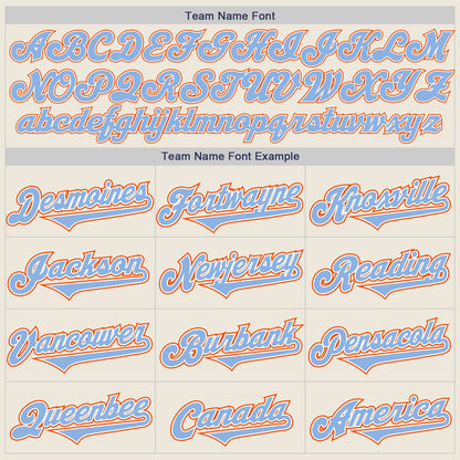 Custom Cream Light Blue White-Orange Authentic Two Tone Baseball Jersey - Sky-Custom