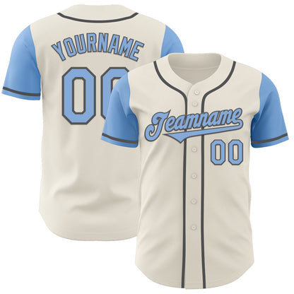 Custom Cream Light Blue-Steel Gray Authentic Two Tone Baseball Jersey - Sky-Custom