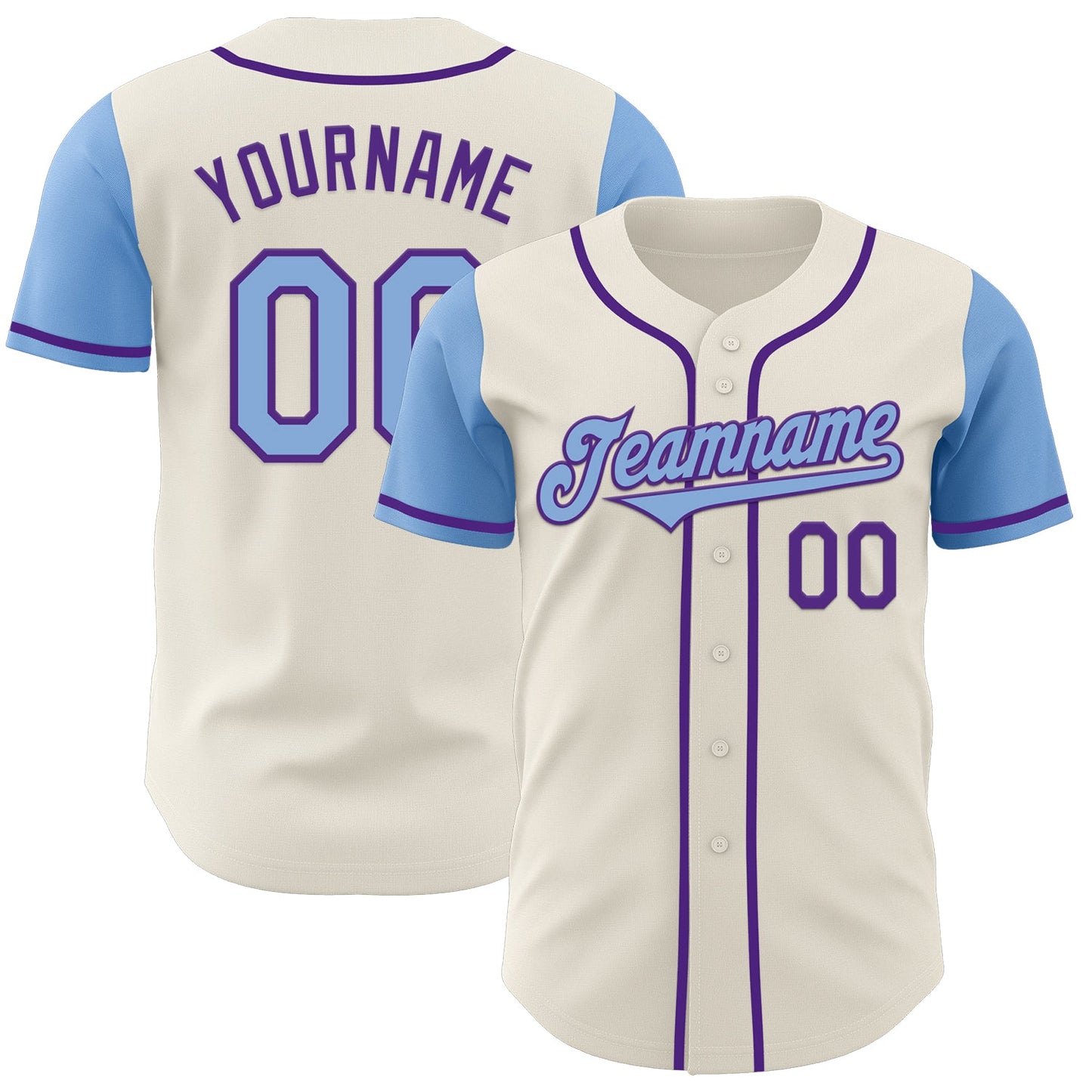 Custom Cream Light Blue-Purple Authentic Two Tone Baseball Jersey - Sky-Custom