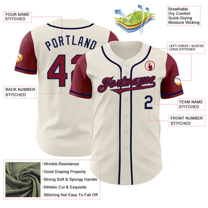 Custom Cream Crimson-Navy Authentic Two Tone Baseball Jersey - Sky-Custom
