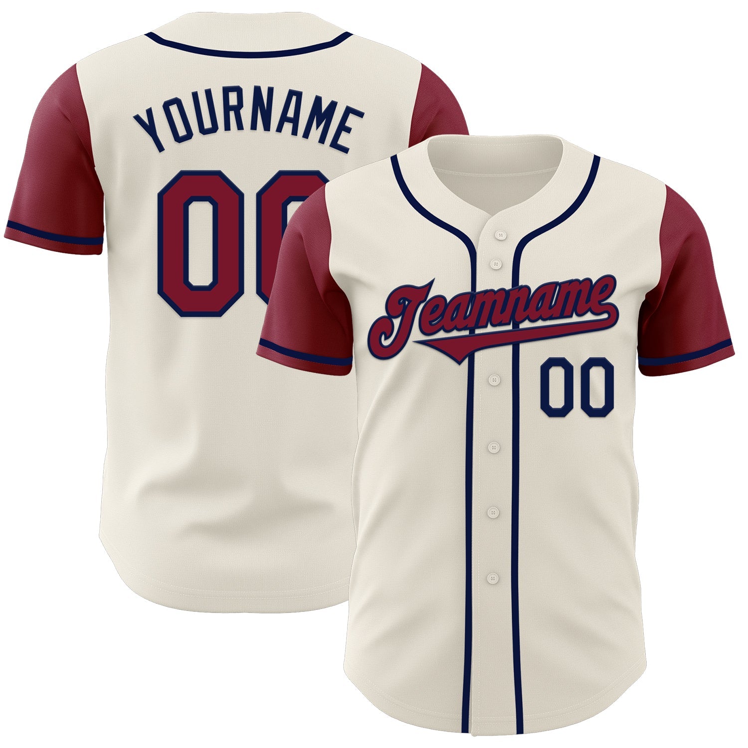 Custom Cream Crimson-Navy Authentic Two Tone Baseball Jersey - Sky-Custom