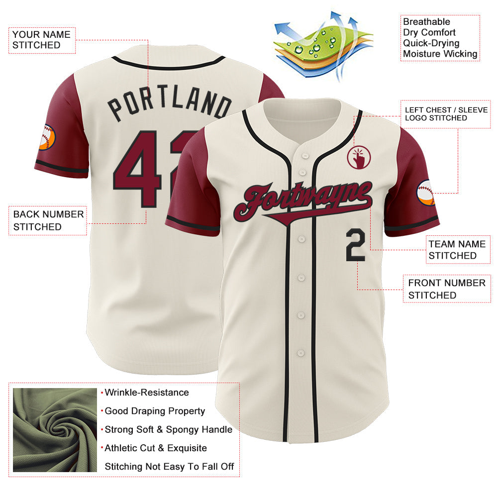 Custom Cream Crimson-Black Authentic Two Tone Baseball Jersey - Sky-Custom