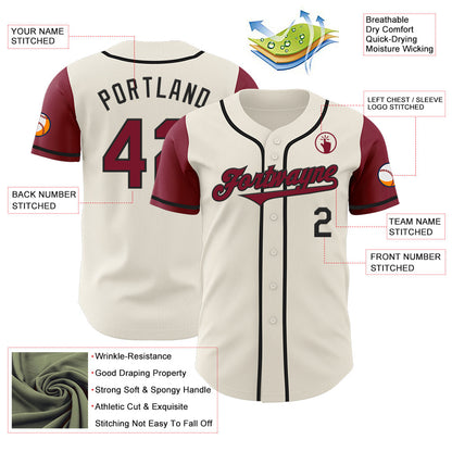 Custom Cream Crimson-Black Authentic Two Tone Baseball Jersey - Sky-Custom