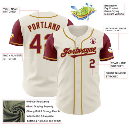 Custom Cream Crimson-Old Gold Authentic Two Tone Baseball Jersey - Sky-Custom