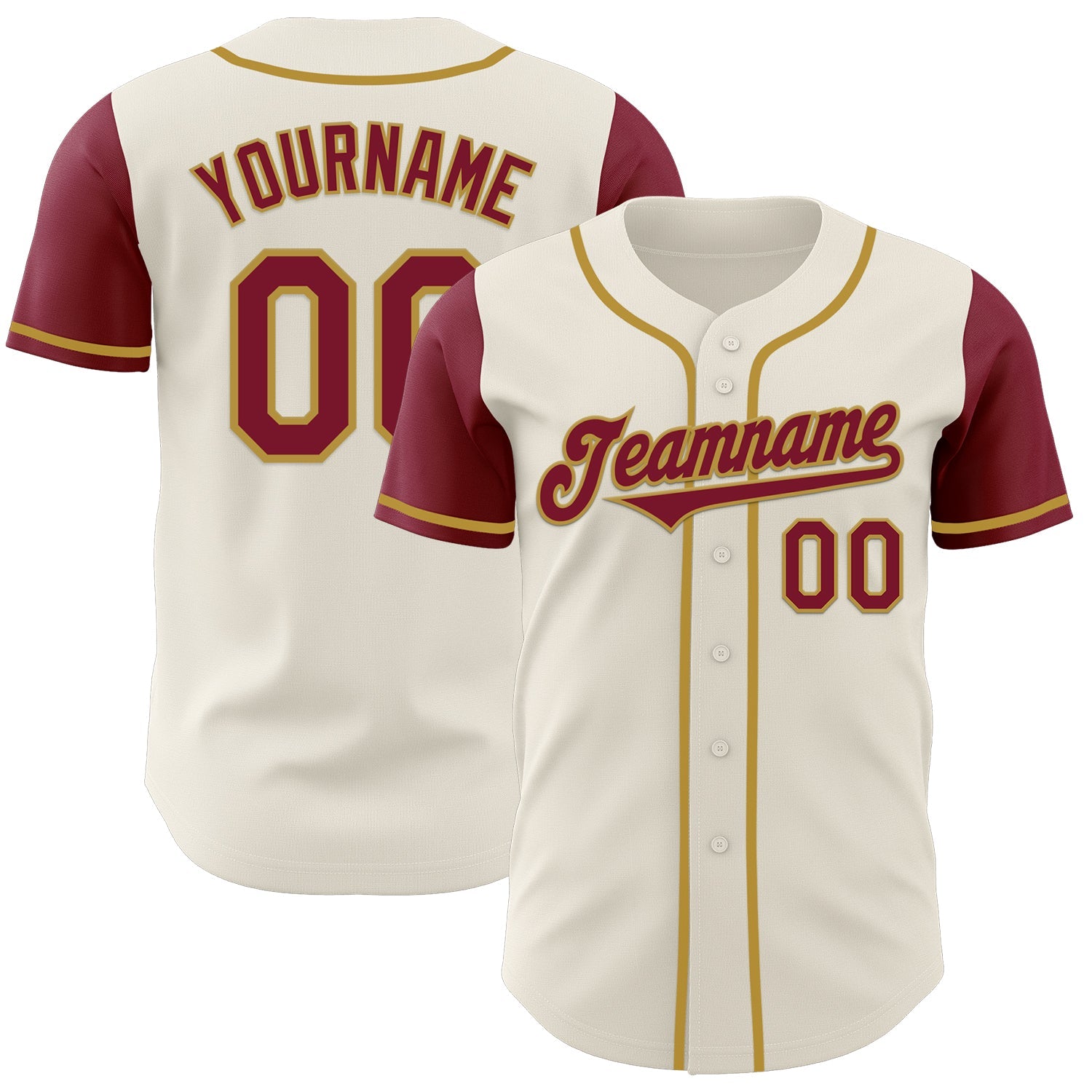 Custom Cream Crimson-Old Gold Authentic Two Tone Baseball Jersey - Sky-Custom