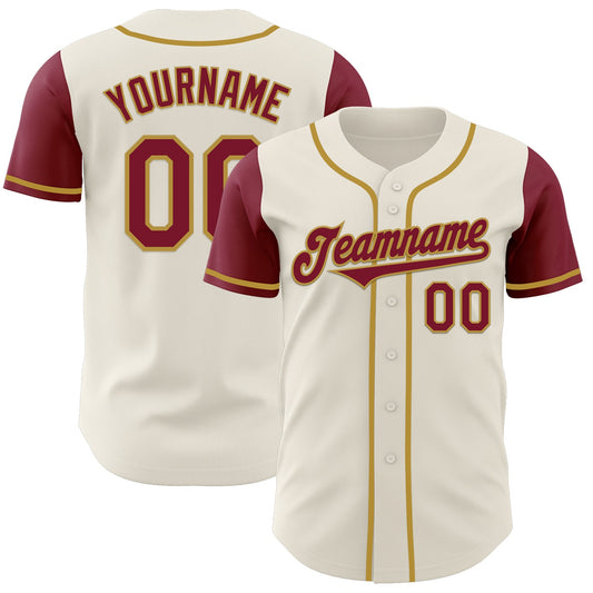 Custom Cream Crimson-Old Gold Authentic Two Tone Baseball Jersey - Sky-Custom