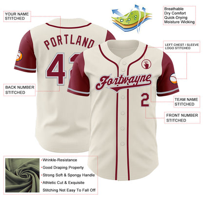 Custom Cream Crimson White-Gray Authentic Two Tone Baseball Jersey - Sky-Custom