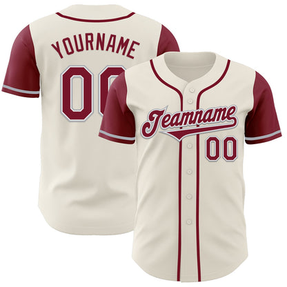 Custom Cream Crimson White-Gray Authentic Two Tone Baseball Jersey - Sky-Custom