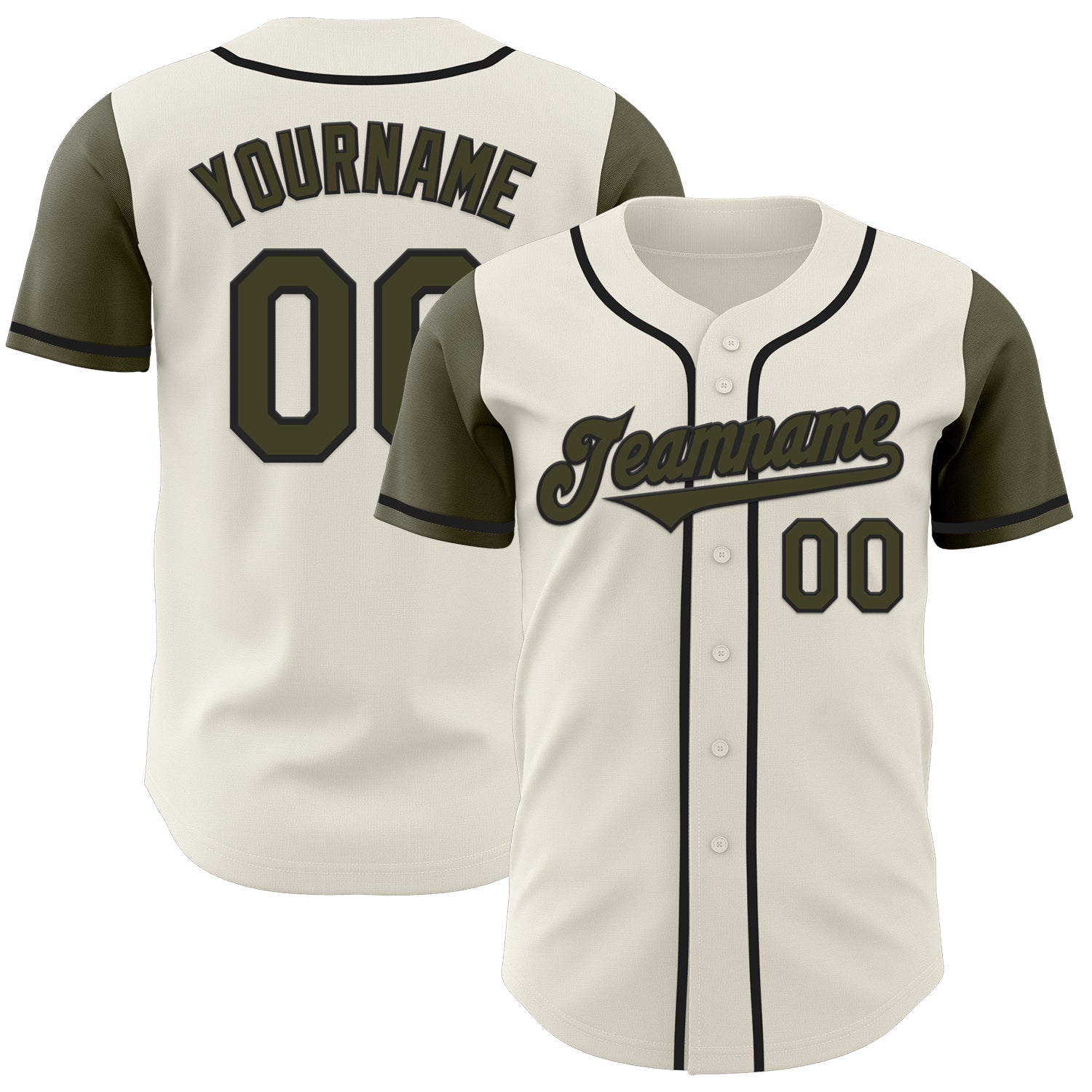 Custom Cream Olive-Black Authentic Two Tone Baseball Jersey - Sky-Custom