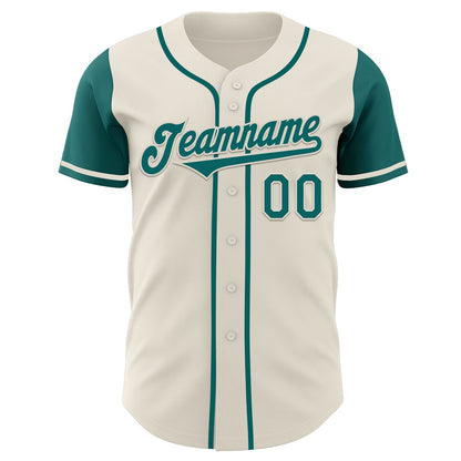 Custom Cream Teal Authentic Two Tone Baseball Jersey - Sky-Custom