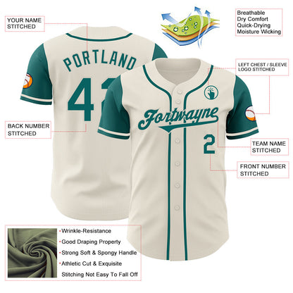 Custom Cream Teal Authentic Two Tone Baseball Jersey - Sky-Custom