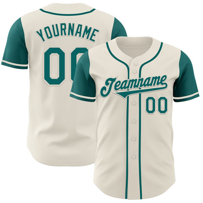 Custom Cream Teal Authentic Two Tone Baseball Jersey - Sky-Custom