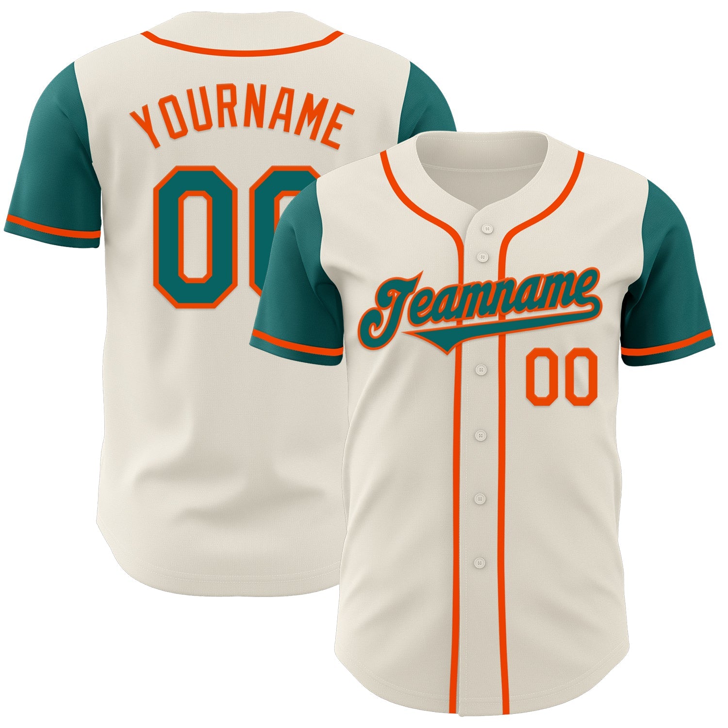 Custom Cream Teal-Orange Authentic Two Tone Baseball Jersey - Sky-Custom