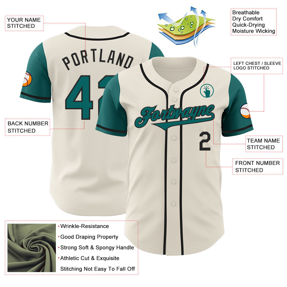 Custom Cream Teal-Black Authentic Two Tone Baseball Jersey - Sky-Custom