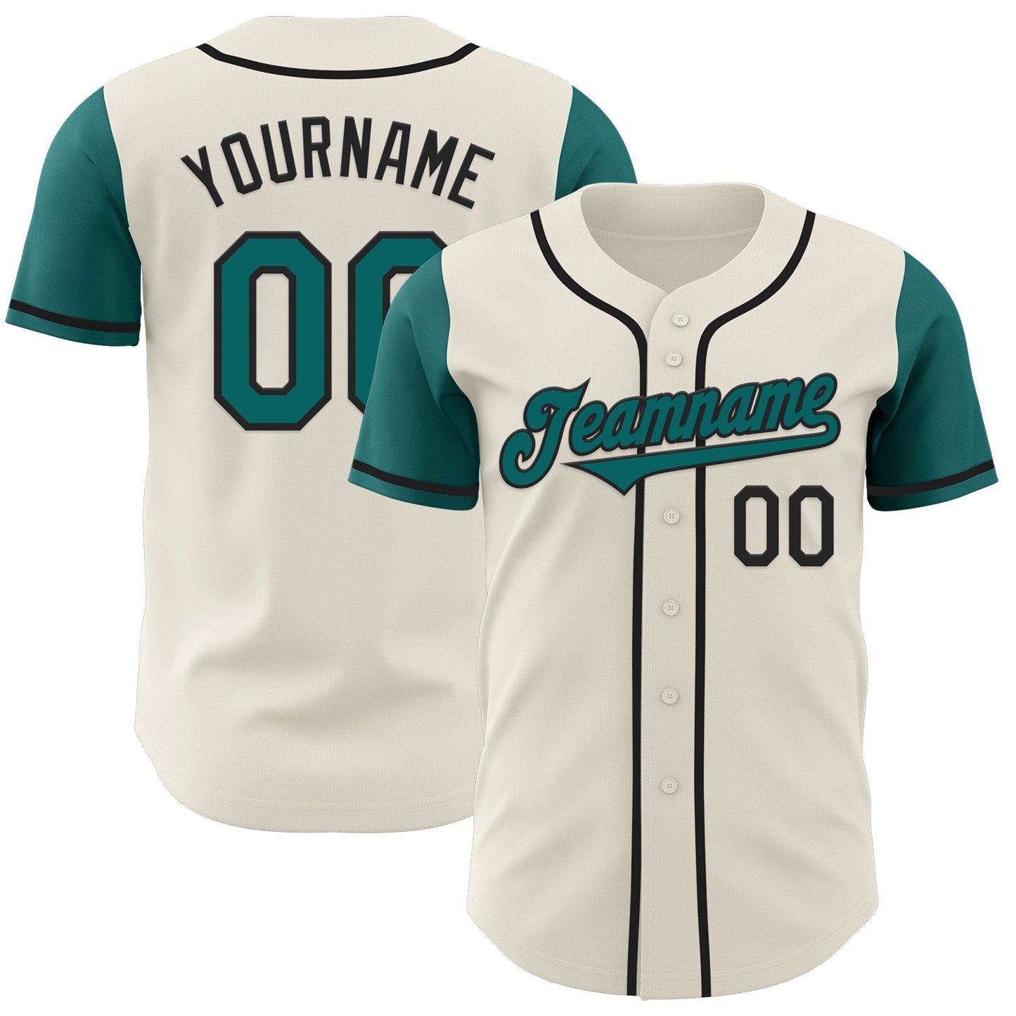 Custom Cream Teal-Black Authentic Two Tone Baseball Jersey - Sky-Custom