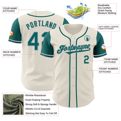 Custom Cream Teal-Gray Authentic Two Tone Baseball Jersey - Sky-Custom
