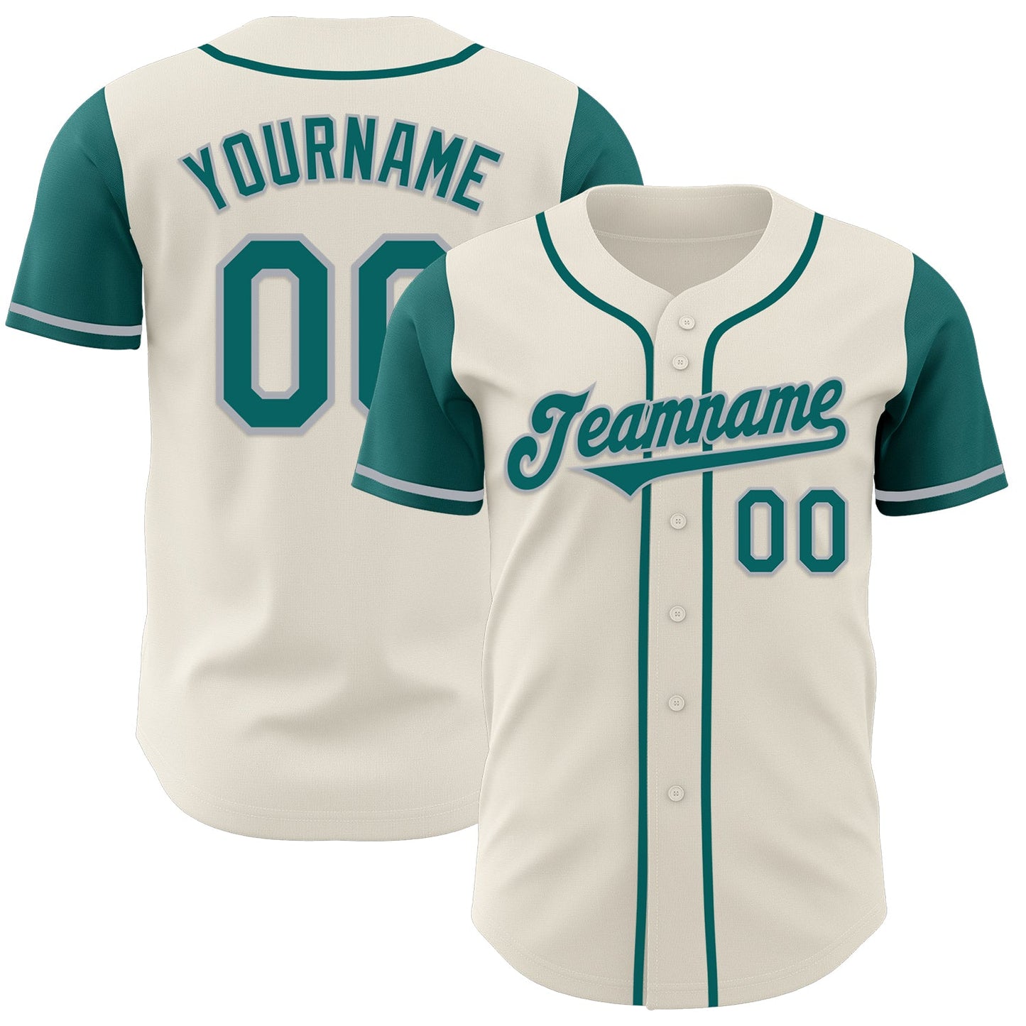 Custom Cream Teal-Gray Authentic Two Tone Baseball Jersey - Sky-Custom