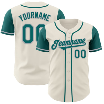 Custom Cream Teal-Gray Authentic Two Tone Baseball Jersey - Sky-Custom