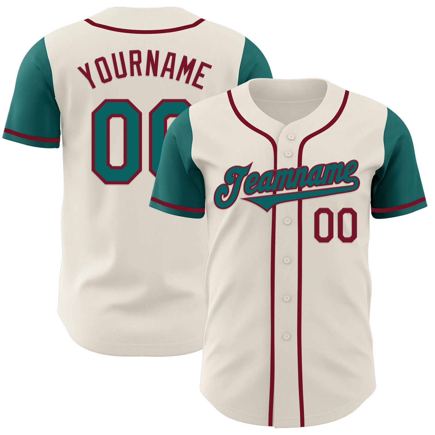 Custom Cream Teal-Crimson Authentic Two Tone Baseball Jersey - Sky-Custom