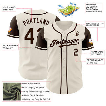 Custom Cream Brown Authentic Two Tone Baseball Jersey - Sky-Custom