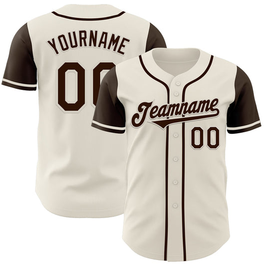 Custom Cream Brown Authentic Two Tone Baseball Jersey - Sky-Custom