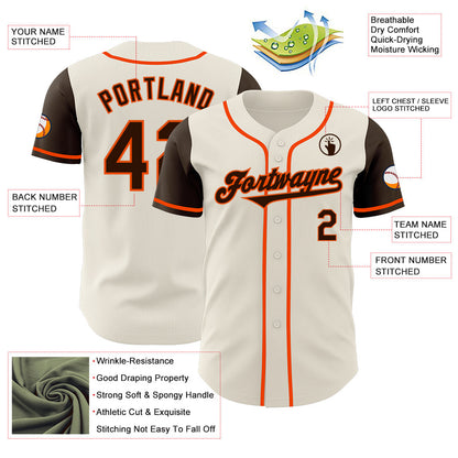 Custom Cream Brown-Orange Authentic Two Tone Baseball Jersey - Sky-Custom