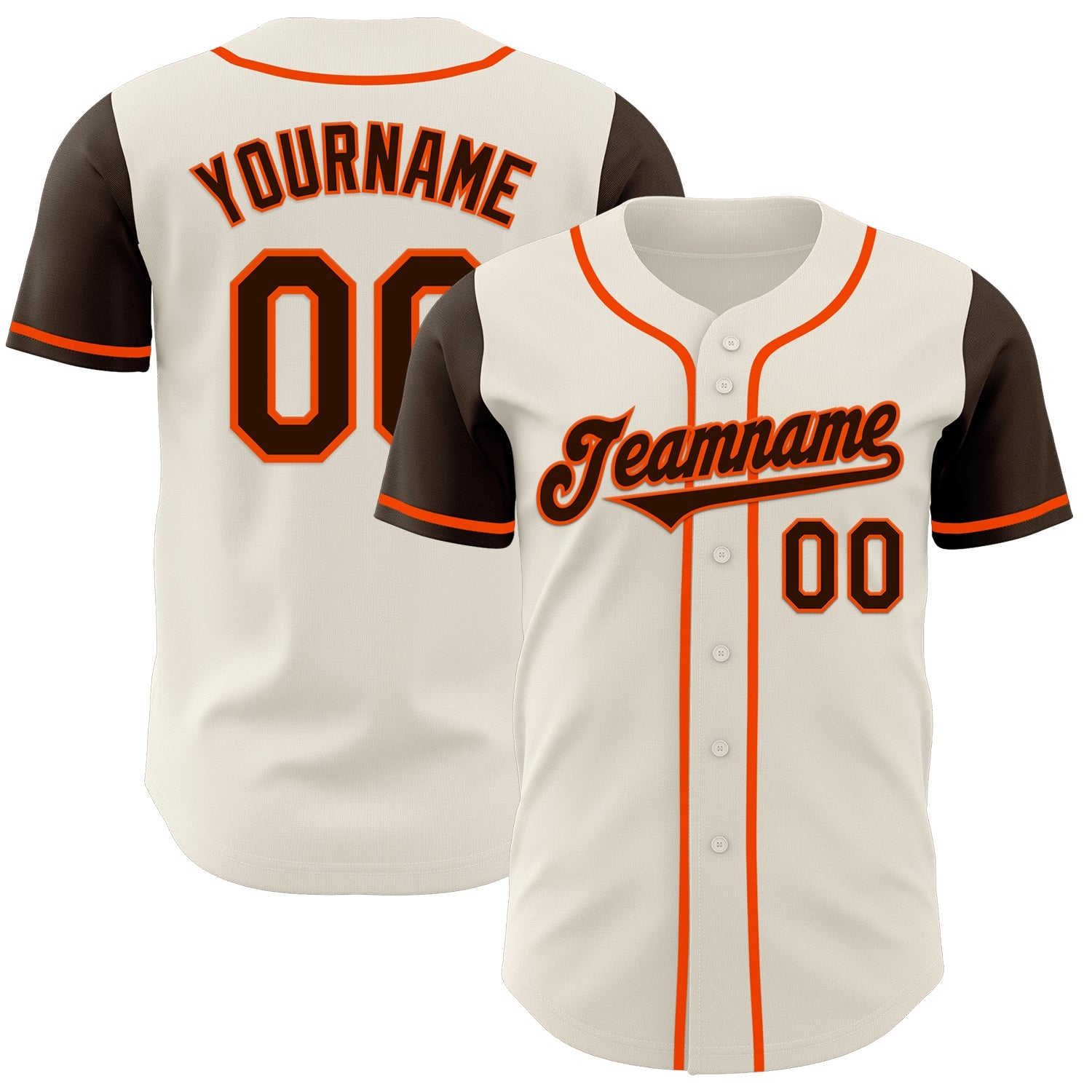 Custom Cream Brown-Orange Authentic Two Tone Baseball Jersey - Sky-Custom