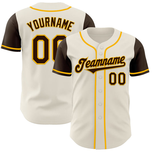 Custom Cream Brown-Gold Authentic Two Tone Baseball Jersey - Sky-Custom