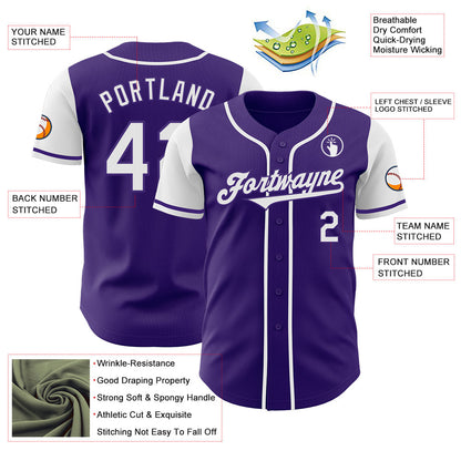 Custom Purple White Authentic Two Tone Baseball Jersey - Sky-Custom