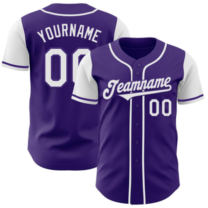 Custom Purple White Authentic Two Tone Baseball Jersey - Sky-Custom