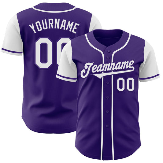 Custom Purple White Authentic Two Tone Baseball Jersey - Sky-Custom