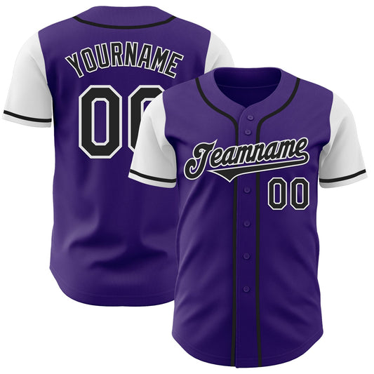 Custom Purple Black-White Authentic Two Tone Baseball Jersey - Sky-Custom
