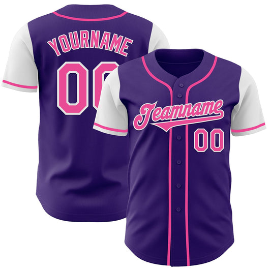 Custom Purple Pink-White Authentic Two Tone Baseball Jersey - Sky-Custom