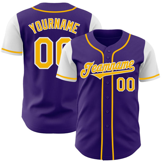 Custom Purple Gold-White Authentic Two Tone Baseball Jersey - Sky-Custom