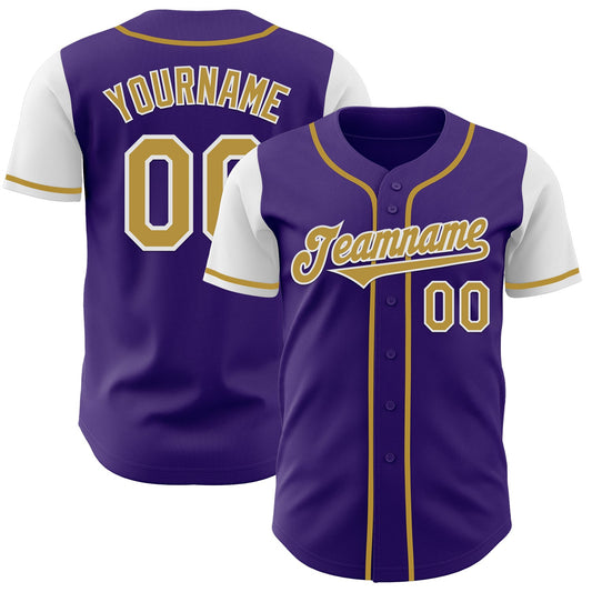 Custom Purple Old Gold-White Authentic Two Tone Baseball Jersey - Sky-Custom